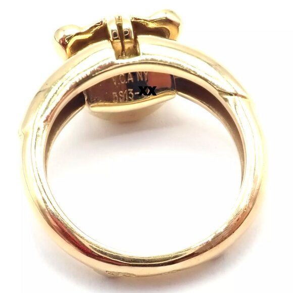 Authentic! Van Cleef & Arpels 18k Yellow Gold Teddy Bear Band Ring Pendant - Picture 10 of 11